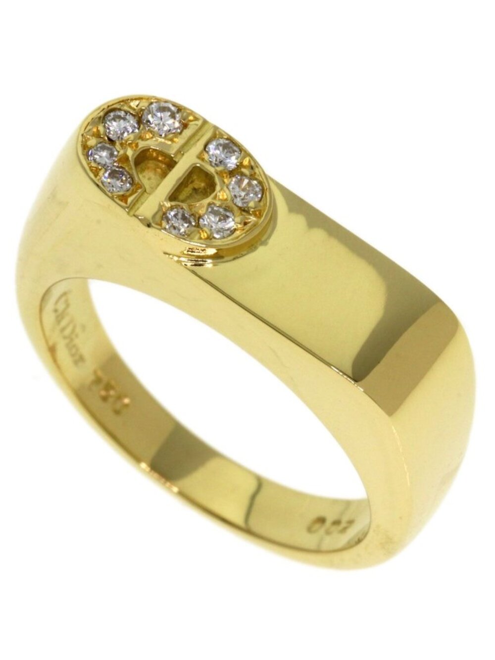 Dior Logo Diamond Ring 18k Yellow Gold
